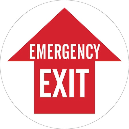 Brady Emergency Exit Floor Sign, 17 in H, 17 in W, Vinyl, Circle, English, 49067 49067